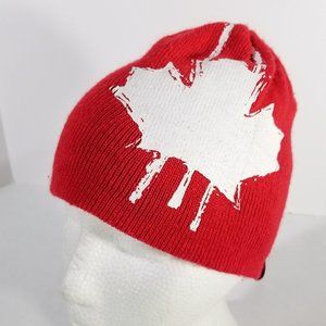 Bold Red Maple Leaf Knit Beanie